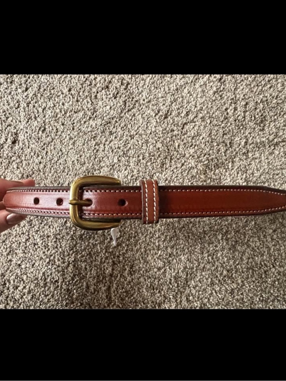 Tory Burch Slim Leather Belt in Brown with Gold Buckle - Picture 6 of 6